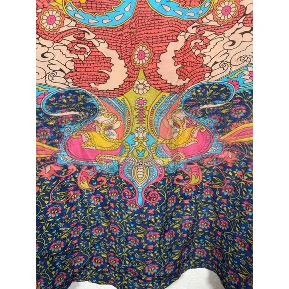 Tolani Silk Boho Tunic Dress Multicolor Print Size S - Picture 8 of 11